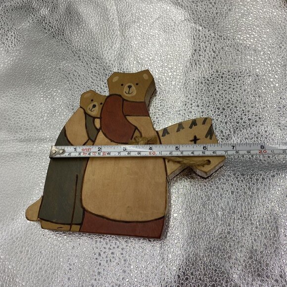 Vtg Wooden Bears Handmade Painted Folk Art Figures Primitive 80s Rustic Lot Of 3 - Picture 11 of 16
